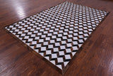 Brown & White Natural Cowhide Hand Stitched Patchwork Rug - 6' 8" X 10' 1" - Golden Nile