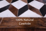 Brown & White Natural Cowhide Hand Stitched Patchwork Rug - 6' 8" X 10' 1" - Golden Nile