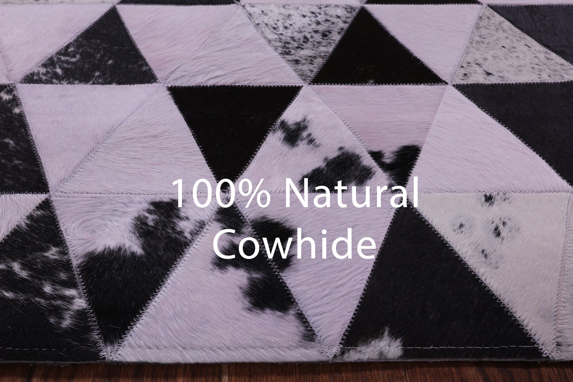 Light Pink Natural Cowhide Hand Stitched Patchwork Rug - 6' 8" X 8' 5" - Golden Nile