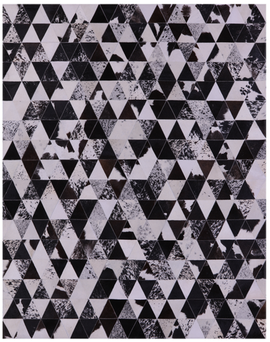 Black & White Salt & Pepper Natural Cowhide Hand Stitched Patchwork Rug - 6' 8