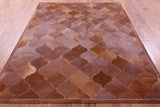 Lantern Tile Brown Natural Cowhide Hand Stitched Patchwork Rug - 6' 8" X 8' 4" - Golden Nile