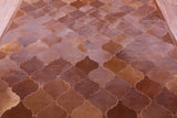 Lantern Tile Brown Natural Cowhide Hand Stitched Patchwork Rug - 6' 8" X 8' 4" - Golden Nile