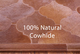 Lantern Tile Brown Natural Cowhide Hand Stitched Patchwork Rug - 6' 8" X 8' 4" - Golden Nile