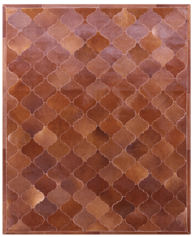 Lantern Tile Brown Natural Cowhide Hand Stitched Patchwork Rug - 6' 8