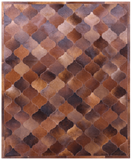 Lantern Tile Brown Natural Cowhide Hand Stitched Patchwork Rug - 6' 8" X 8' 3" - Golden Nile
