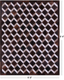 Brown & White Natural Cowhide Hand Stitched Patchwork Rug - 6' 8" X 8' 4" - Golden Nile