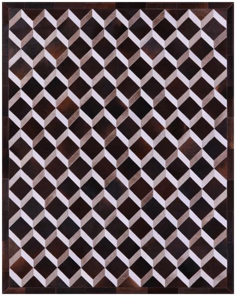 Brown & White Natural Cowhide Hand Stitched Patchwork Rug - 6' 8" X 8' 4" - Golden Nile