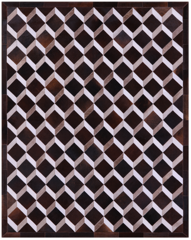 Brown & White Natural Cowhide Hand Stitched Patchwork Rug - 6' 8