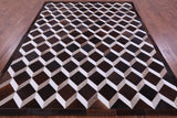 Brown & White Natural Cowhide Hand Stitched Patchwork Rug - 6' 8" X 8' 4" - Golden Nile
