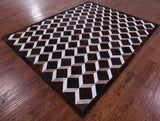 Brown & White Natural Cowhide Hand Stitched Patchwork Rug - 6' 8" X 8' 4" - Golden Nile