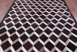 Brown & White Natural Cowhide Hand Stitched Patchwork Rug - 6' 8" X 8' 4" - Golden Nile