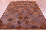 Lantern Tile Brown Natural Cowhide Hand Stitched Patchwork Rug - 6' 8" X 8' 3" - Golden Nile