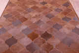 Lantern Tile Brown Natural Cowhide Hand Stitched Patchwork Rug - 6' 8" X 8' 3" - Golden Nile