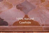 Lantern Tile Brown Natural Cowhide Hand Stitched Patchwork Rug - 6' 8" X 8' 3" - Golden Nile
