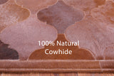 Lantern Tile Brown Natural Cowhide Hand Stitched Patchwork Rug - 6' 8" X 8' 3" - Golden Nile