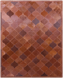 Lantern Tile Brown Natural Cowhide Hand Stitched Patchwork Rug - 6' 8" X 8' 3" - Golden Nile