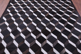Black & White Natural Brown Cowhide Hand Stitched Patchwork Rug - 6' 8" X 8' 4" - Golden Nile