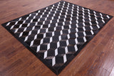 Black & White Natural Brown Cowhide Hand Stitched Patchwork Rug - 6' 8" X 8' 4" - Golden Nile