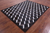Black & White Natural Brown Cowhide Hand Stitched Patchwork Rug - 6' 8" X 8' 4" - Golden Nile