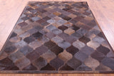 Lantern Tile Brown Natural Cowhide Hand Stitched Patchwork Rug - 6' 9" X 8' 4" - Golden Nile