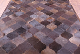 Lantern Tile Brown Natural Cowhide Hand Stitched Patchwork Rug - 6' 9" X 8' 4" - Golden Nile
