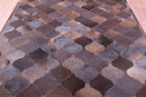 Lantern Tile Brown Natural Cowhide Hand Stitched Patchwork Rug - 6' 9" X 8' 4" - Golden Nile