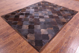 Lantern Tile Brown Natural Cowhide Hand Stitched Patchwork Rug - 6' 9" X 8' 4" - Golden Nile