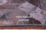 Lantern Tile Brown Natural Cowhide Hand Stitched Patchwork Rug - 6' 8" X 8' 3" - Golden Nile