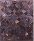 Lantern Tile Brown Natural Cowhide Hand Stitched Patchwork Rug - 6' 8" X 8' 3" - Golden Nile