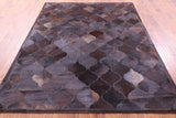 Lantern Tile Brown Natural Cowhide Hand Stitched Patchwork Rug - 6' 8" X 8' 3" - Golden Nile