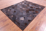 Lantern Tile Brown Natural Cowhide Hand Stitched Patchwork Rug - 6' 8" X 8' 3" - Golden Nile