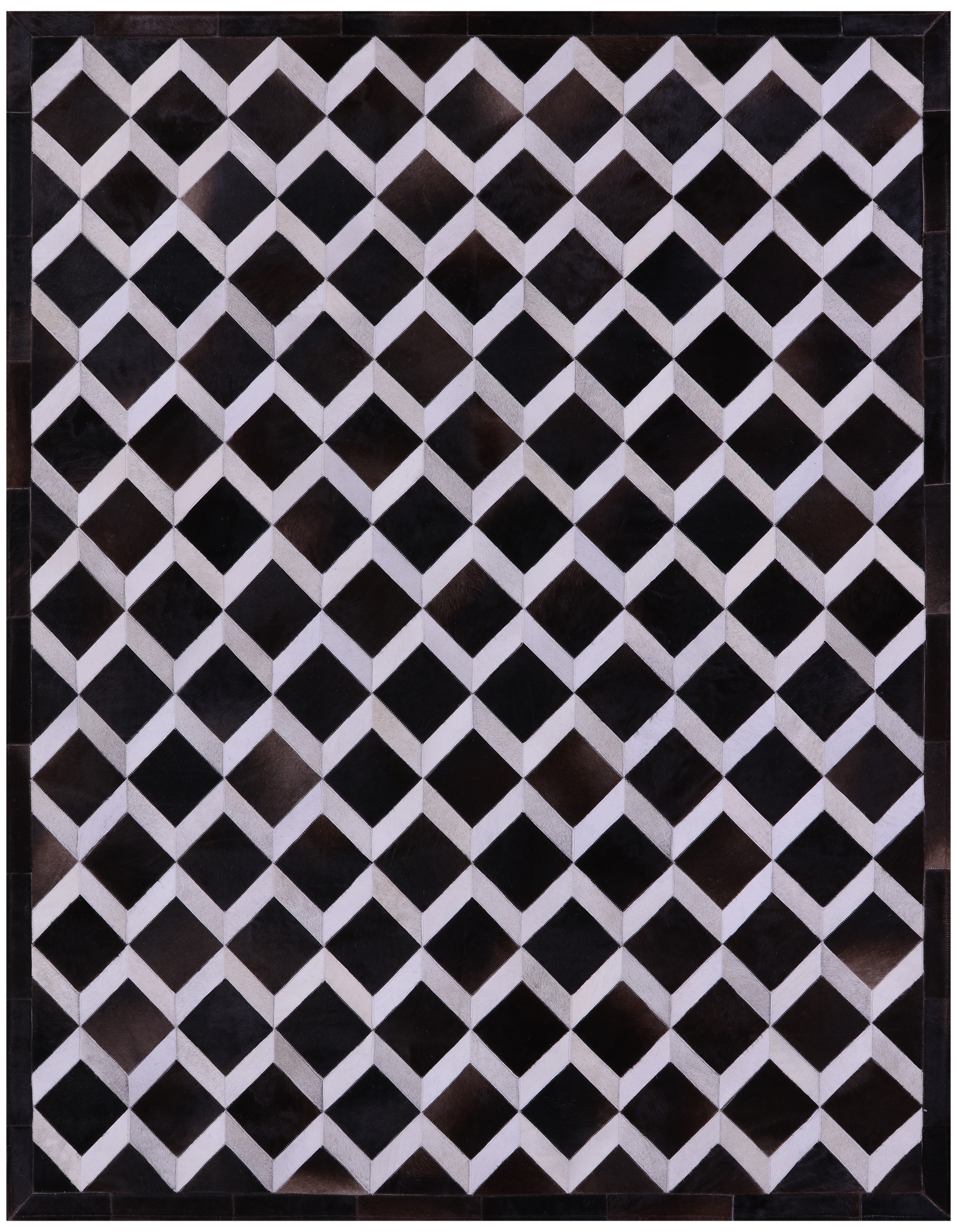 Brown & White Natural Cowhide Hand Stitched Patchwork Rug - 6' 8" X 8' 4" - Golden Nile