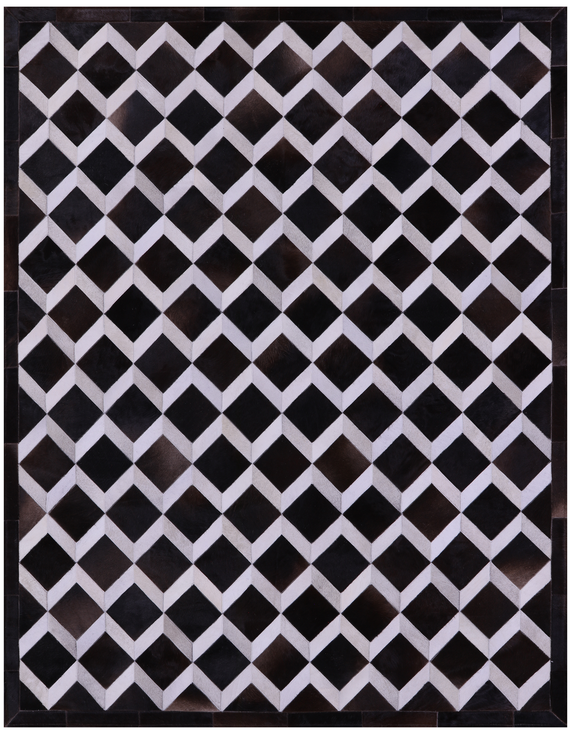 Brown & White Natural Cowhide Hand Stitched Patchwork Rug - 6' 8" X 8' 4" - Golden Nile