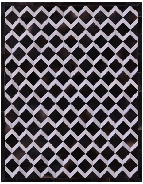 Brown & White Natural Cowhide Hand Stitched Patchwork Rug - 6' 8" X 8' 4" - Golden Nile