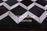 Brown & White Natural Cowhide Hand Stitched Patchwork Rug - 6' 8" X 8' 5" - Golden Nile