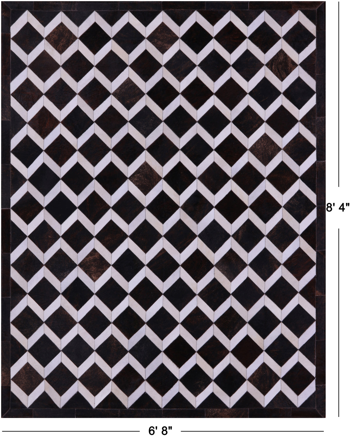 Brown & White Natural Cowhide Hand Stitched Patchwork Rug - 6' 8" X 8' 4" - Golden Nile