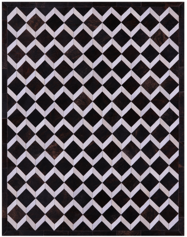 Brown & White Natural Cowhide Hand Stitched Patchwork Rug - 6' 8