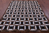 Brown & White Natural Black Cowhide Hand Stitched Patchwork Rug - 7' 0" X 8' 3" - Golden Nile