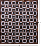 Brown & White Natural Black Cowhide Hand Stitched Patchwork Rug - 7' 0" X 8' 3" - Golden Nile