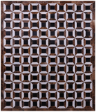 Brown & White Natural Black Cowhide Hand Stitched Patchwork Rug - 7' 0" X 8' 3" - Golden Nile