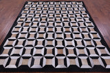 Black & White Natural Brown Cowhide Hand Stitched Patchwork Rug - 6' 11" X 8' 2" - Golden Nile