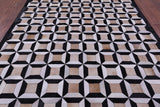 Black & White Natural Brown Cowhide Hand Stitched Patchwork Rug - 6' 11" X 8' 2" - Golden Nile