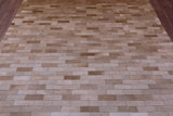 Brown & White Gradient Brickwork Natural Cowhide Hand Stitched Patchwork Rug - 6' 3" X 8' 0" - Golden Nile