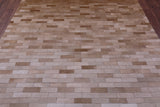 Brown & White Gradient Brickwork Natural Cowhide Hand Stitched Patchwork Rug - 6' 3" X 8' 0" - Golden Nile