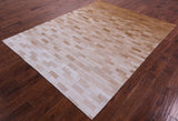 Brown & White Gradient Brickwork Natural Cowhide Hand Stitched Patchwork Rug - 6' 3" X 8' 0" - Golden Nile