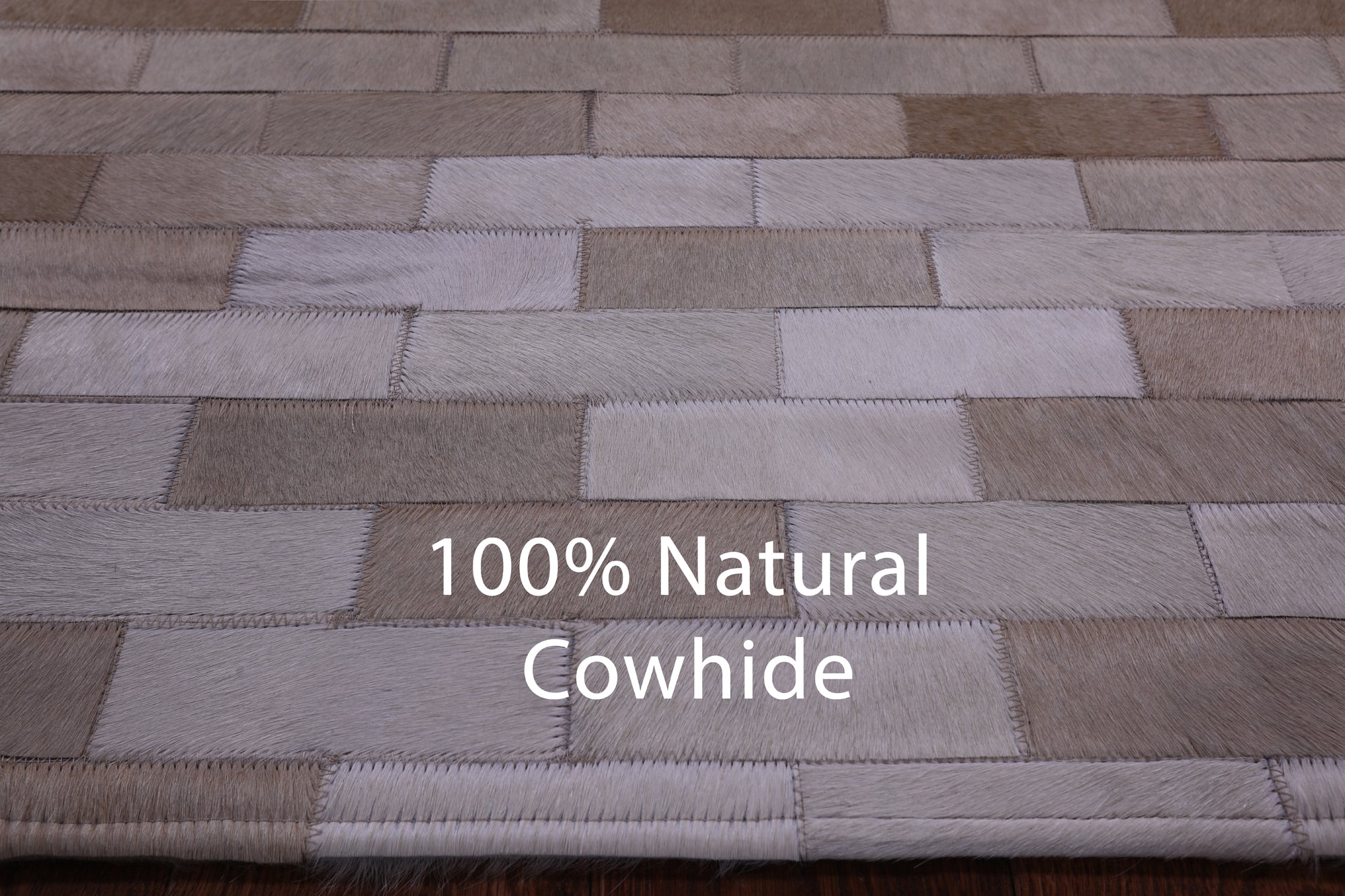 Brown & White Gradient Brickwork Natural Cowhide Hand Stitched Patchwork Rug - 6' 3" X 8' 0" - Golden Nile