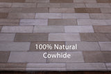 Brown & White Gradient Brickwork Natural Cowhide Hand Stitched Patchwork Rug - 6' 3" X 8' 0" - Golden Nile