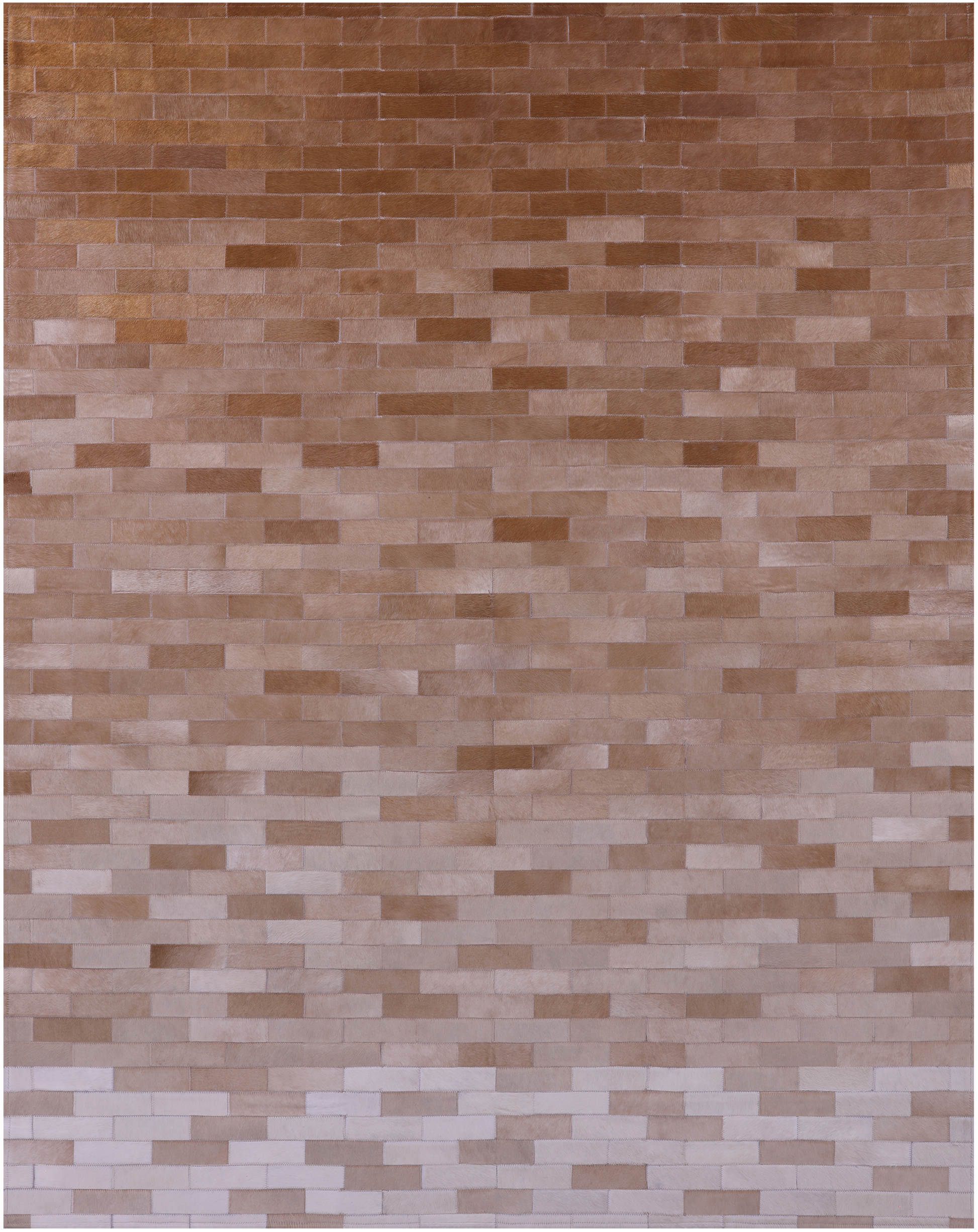 Brown & White Gradient Brickwork Natural Cowhide Hand Stitched Patchwork Rug - 6' 3" X 8' 0" - Golden Nile