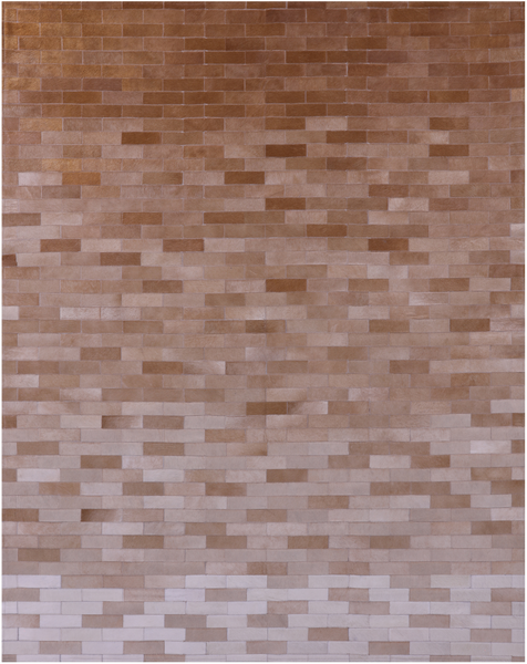 Brown & White Gradient Brickwork Natural Cowhide Hand Stitched Patchwork Rug - 6' 3" X 8' 0" - Golden Nile