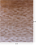 Brown & White Gradient Brickwork Natural Cowhide Hand Stitched Patchwork Rug - 6' 3" X 8' 0" - Golden Nile
